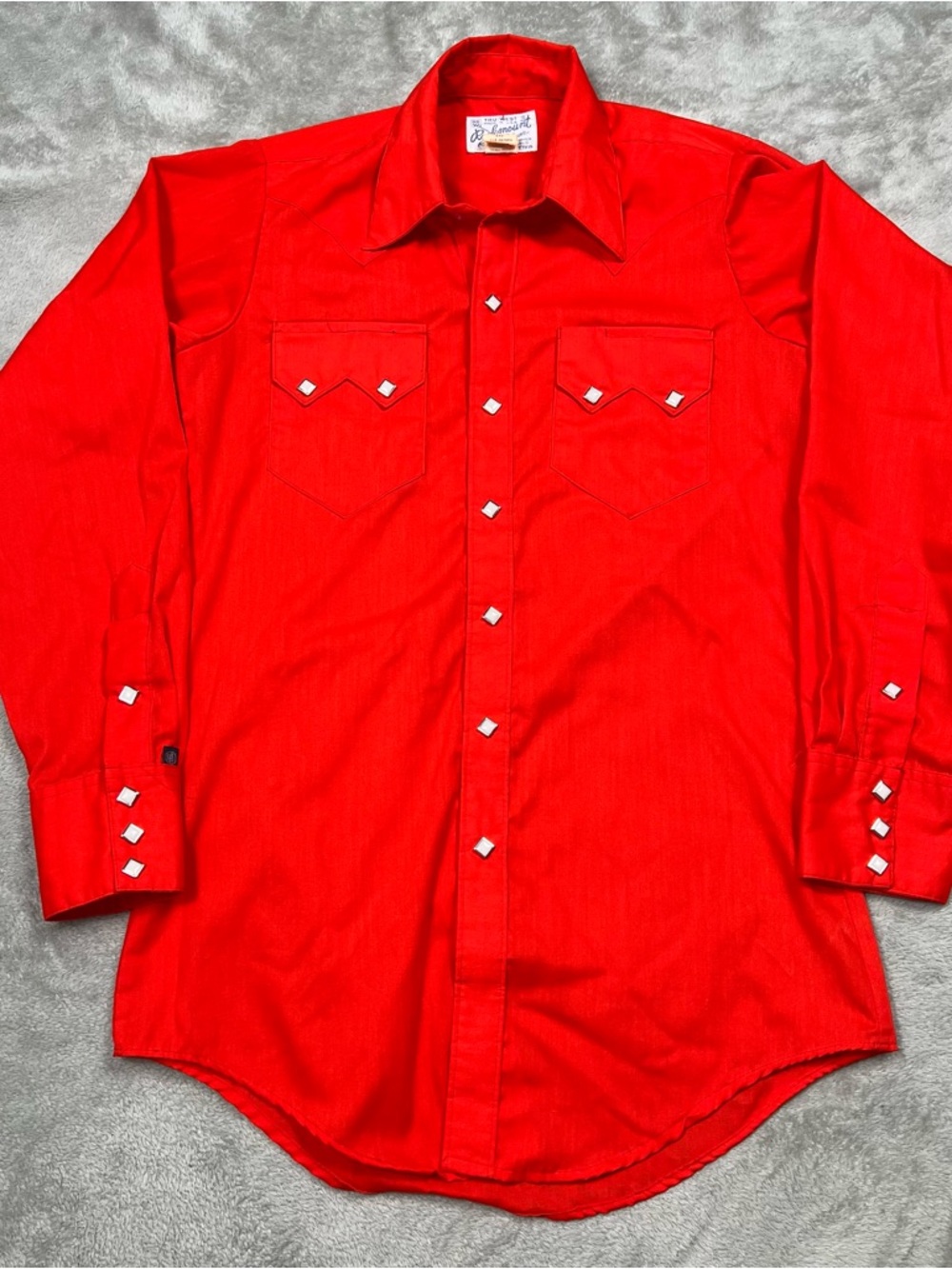 VTG Rockmount Ranch Wear Shirt Mens S (14.5/32) Red Diamond Pearl Snap Sawtooth